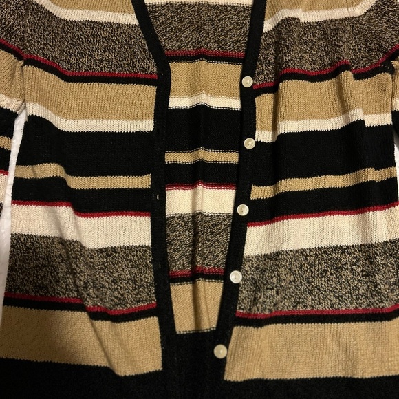 Crazy Horse striped black, white, beige,red v-neck - Picture 4 of 7